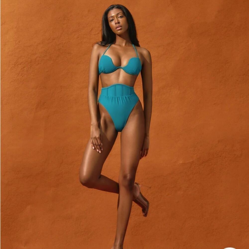 New Andrea Iyamah GURA High Rise Corset Waist Bikini Set in Size Small & XS